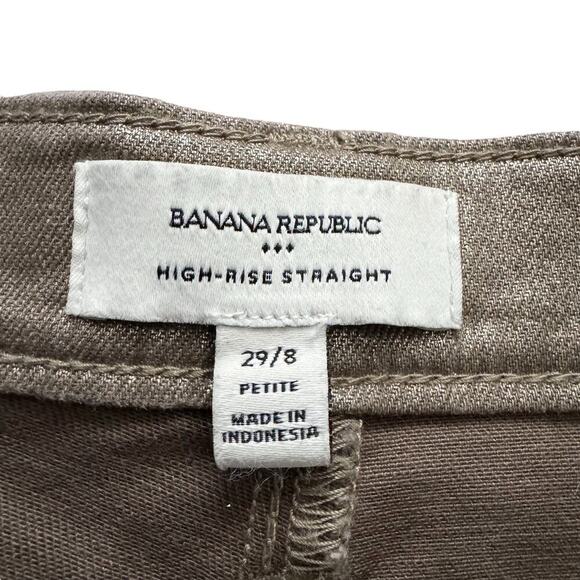 Banana Republic Pants Women 29 8 Petite Gold High Rise Straight Metallic Shimmer - Picture 2 of 15